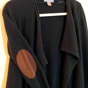 100% Cashmere Cardigan with Suede Elbow patches